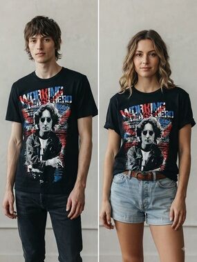 John Lennon Working Class Hero Graphic Tee by ZION ROOTSWEAR M Black EUC